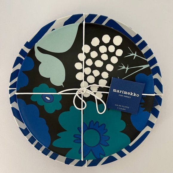 MARIMEKKO for Target NWT Melamine Salad Plate Set of 4 Blue Mix RARE NEW - Picture 10 of 10